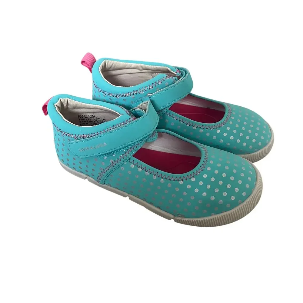 Livie & Luca Kaboodle 'Versy' Little Girls Size 13 Slip On Sneaker Shoe Aqua Dot
